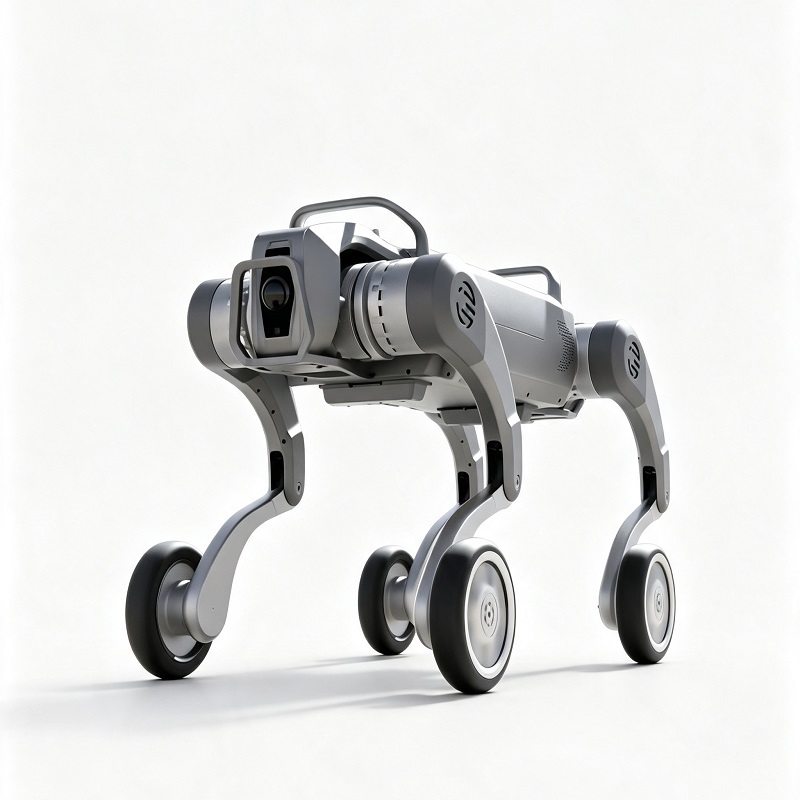 Câine robot cvadrupat cu picioare de roată pentru toate terenurile