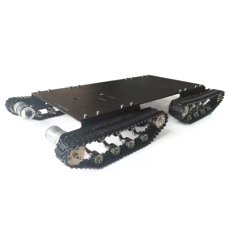 Șasiu off-road cu șenile metalice cu absorbție a șocurilor